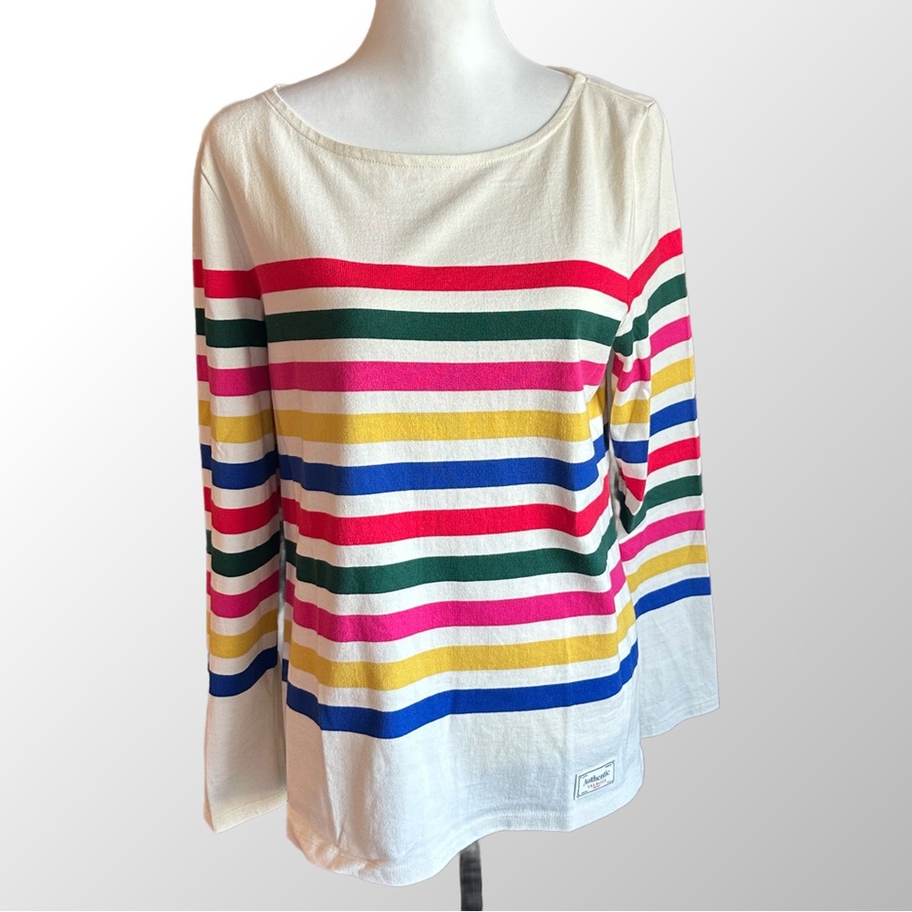 Talbots Long Sleeve Top‎ Women’s Medium Authentic Scoop Neck Rainbow Striped